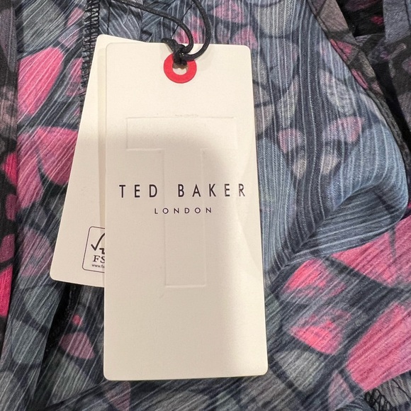 Ted Baker Heidyii Mosaic Butterfly Print Mock Neck Blouse with Cut Outs(6/US 14) - Picture 14 of 15